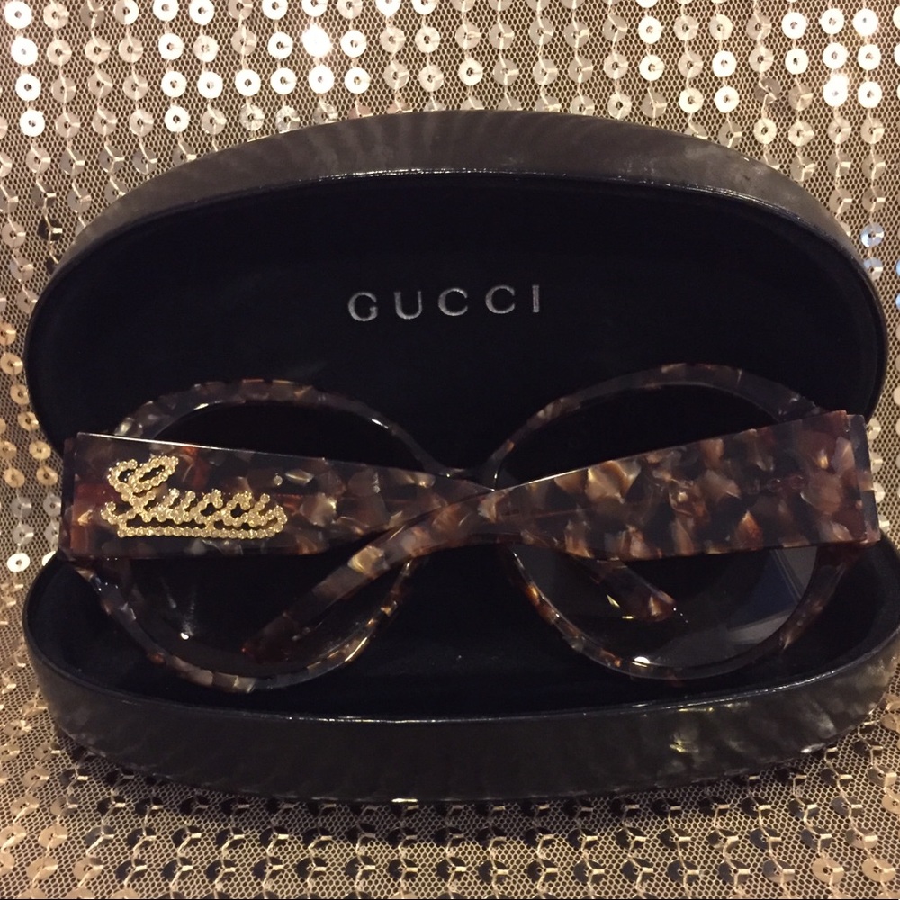 Authentic Gucci Oversized Sunglasses Tortoise Gold